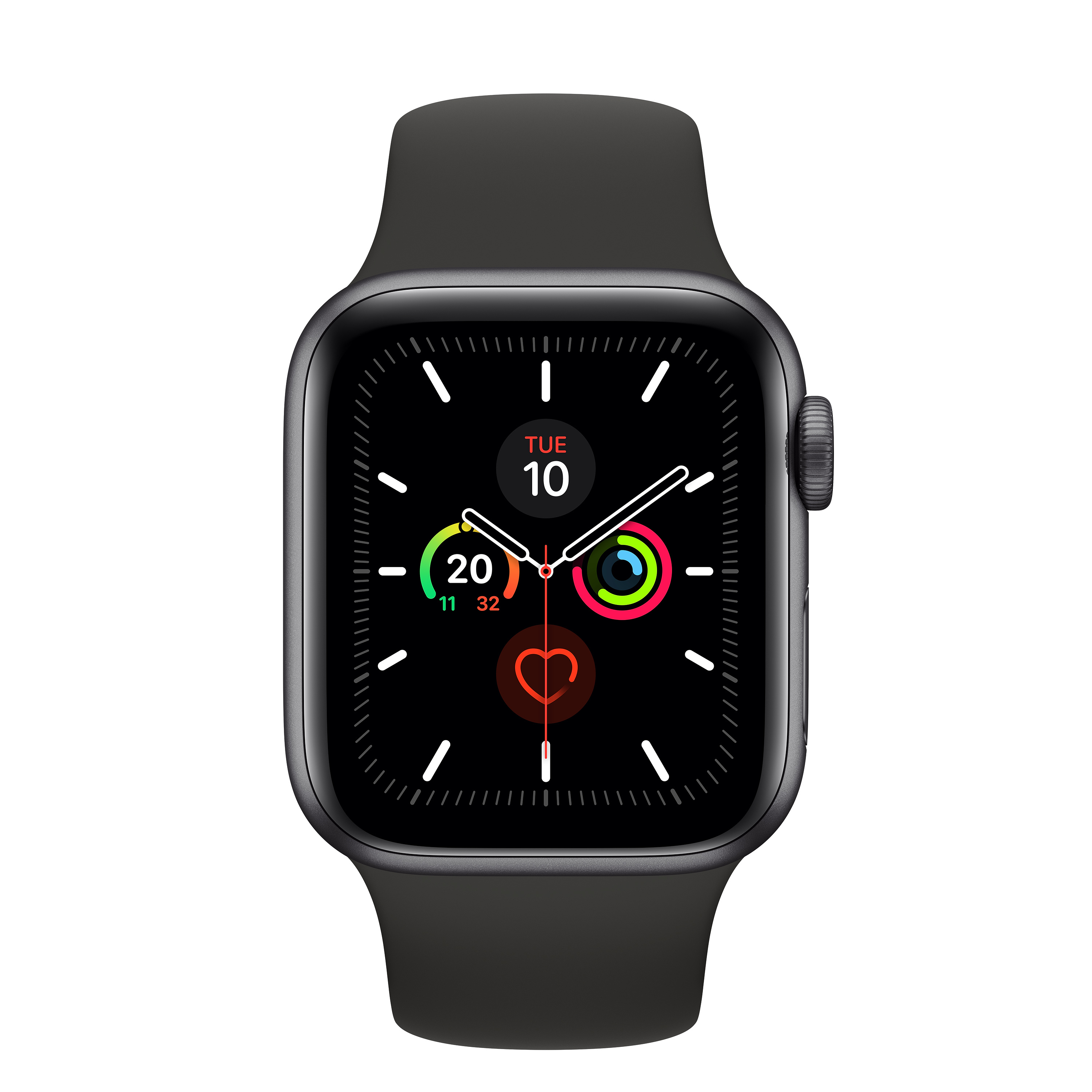 Een zwarte Apple Watch met de tijd weergegeven.