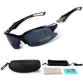 KINSI Fahrradbrille Fahrradbrille, Radsportbrille Winddicht Sportsbrille, UV 400 Sonnenbrille Sonnenbrille, schwarz und weiß