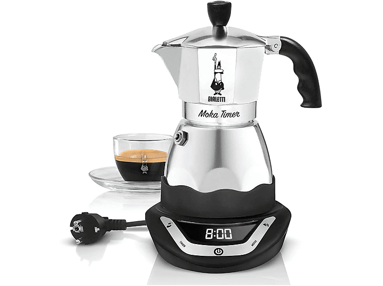 BIALETTI Moka Timer Tassen Espressokocher für Schwarz/Silber 6