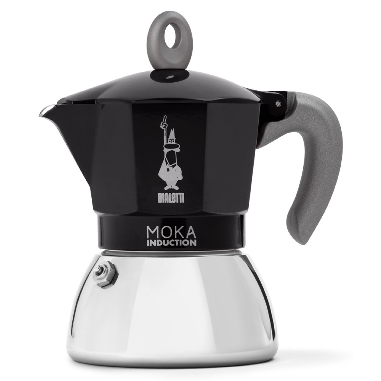 BLACK New Schwarz/Silber BIALETTI Induction für Tassen 2 Moka Espressokocher