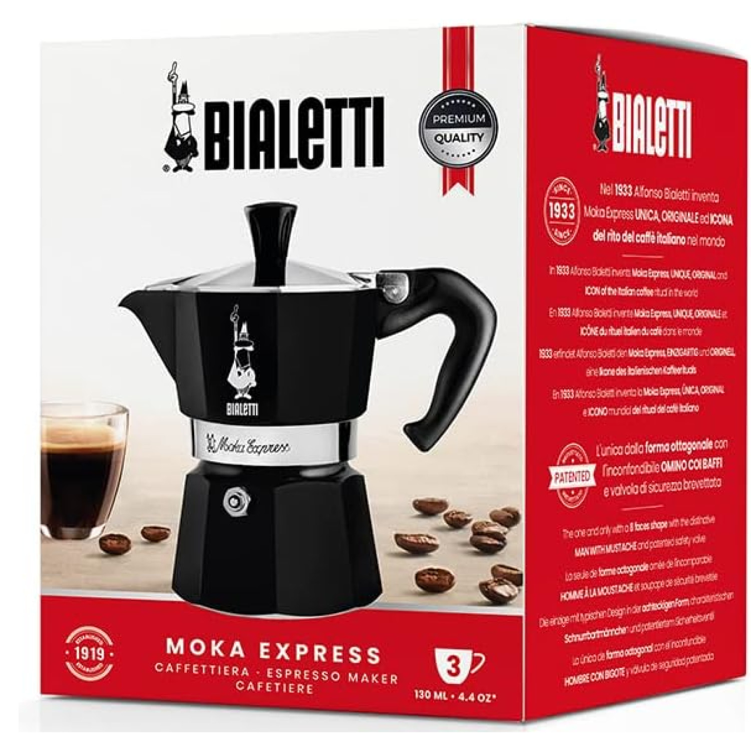 BIALETTI Moka Express Tassen für Espressokocher BLACK Schwarz 3