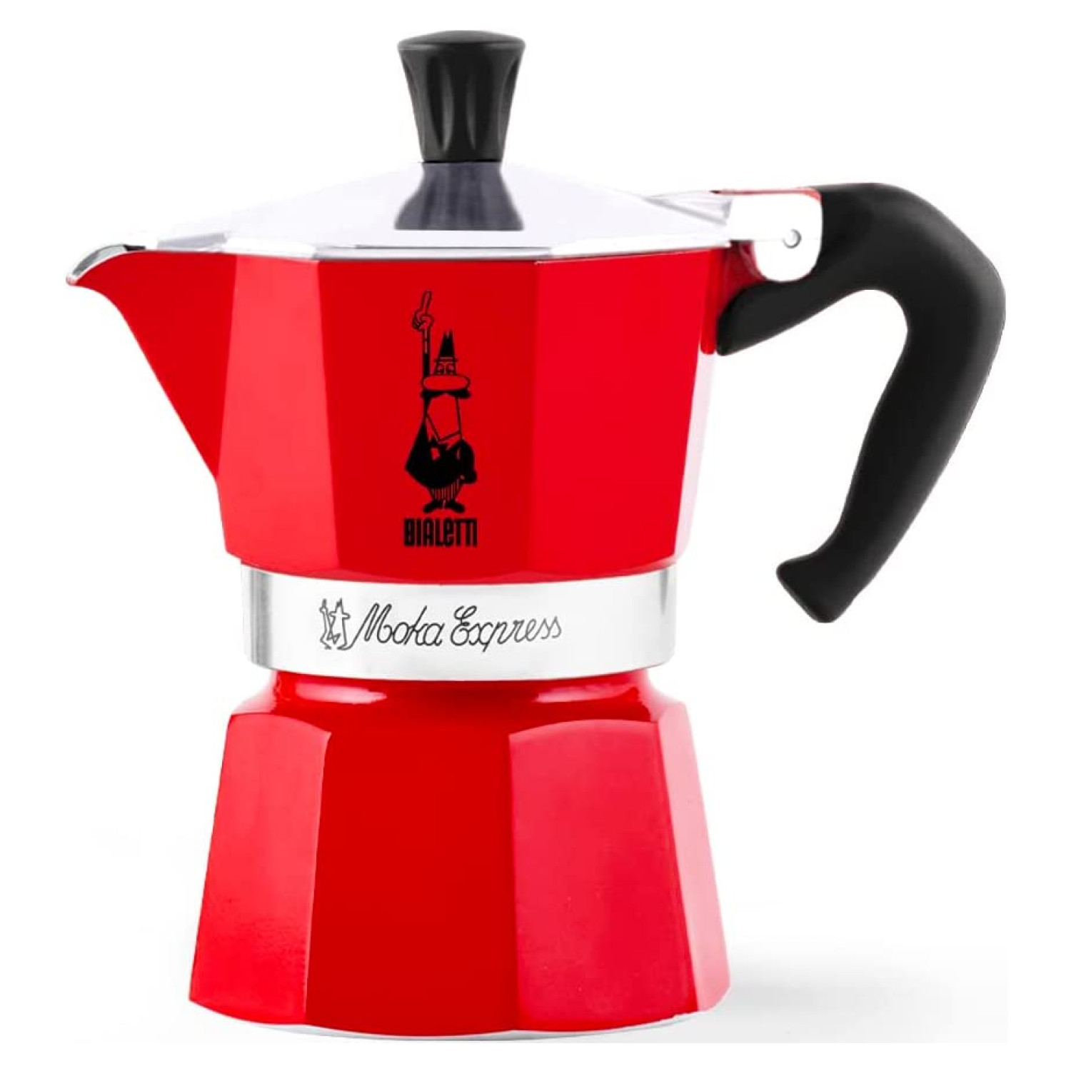 BIALETTI Moka Express RED Espressokocher Rot/Silber Tasse 1 für