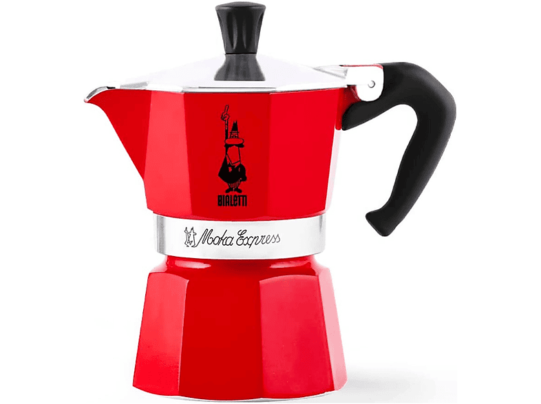 BIALETTI Moka Express RED für 1 Tasse Espressokocher Rot/Silber