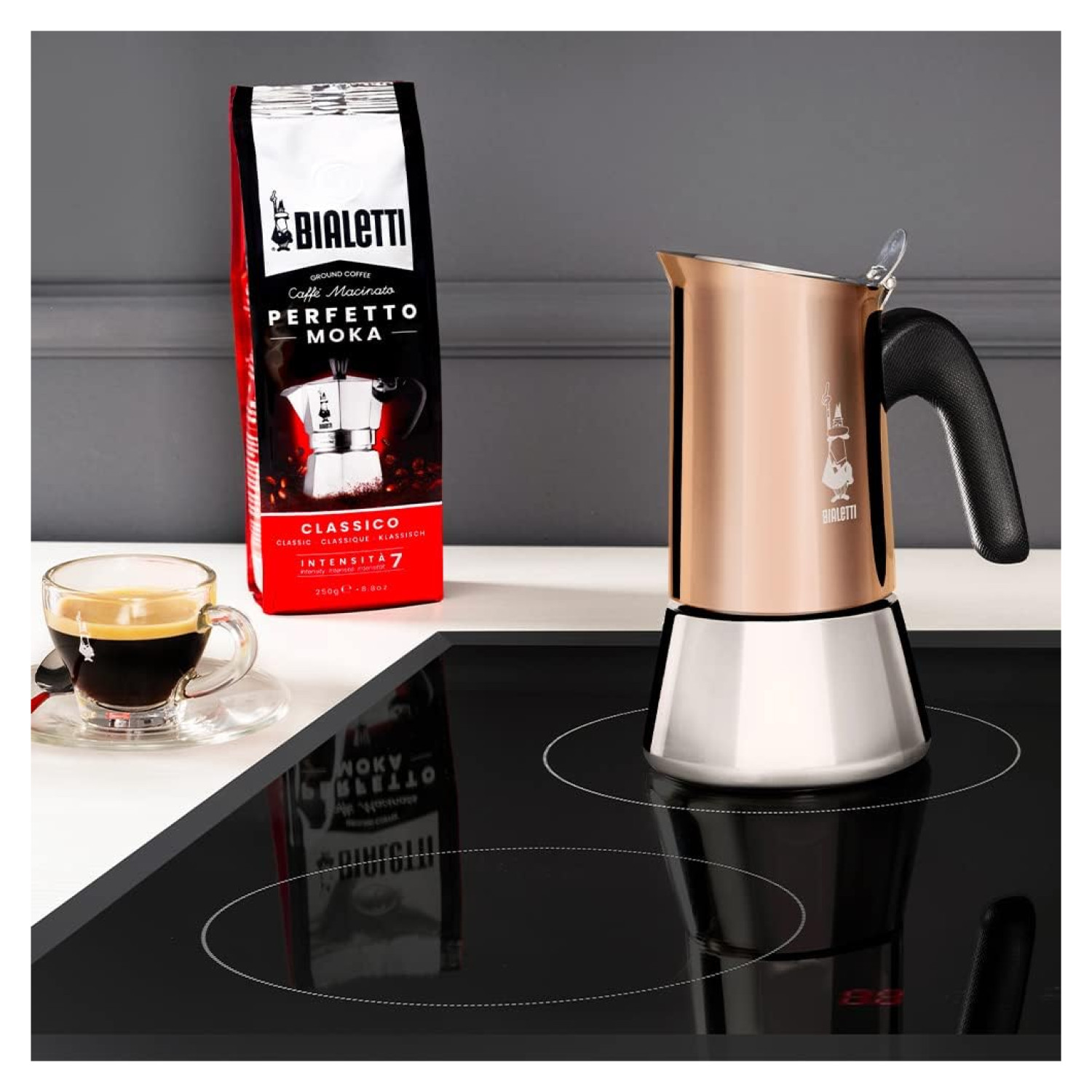 BIALETTI New Espressokocher für Bronze Tassen 2 Venus Rosé/Silber