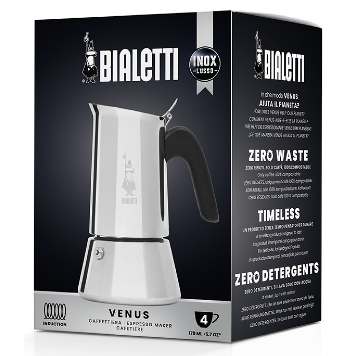 BIALETTI New Venus für 4 Espressokocher Silber Tassen
