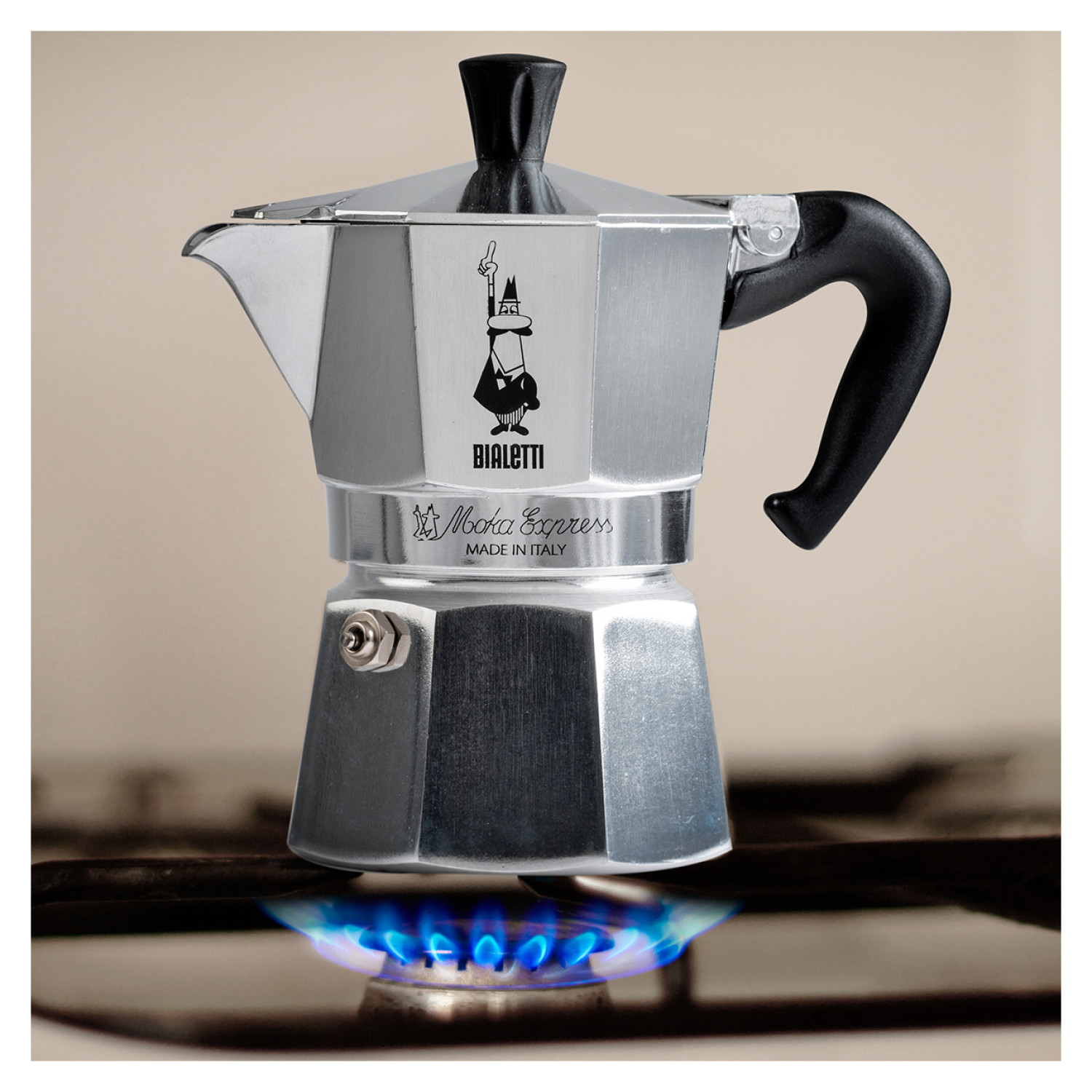 BIALETTI Silber Tassen Espressokocher Moka Express 4 für