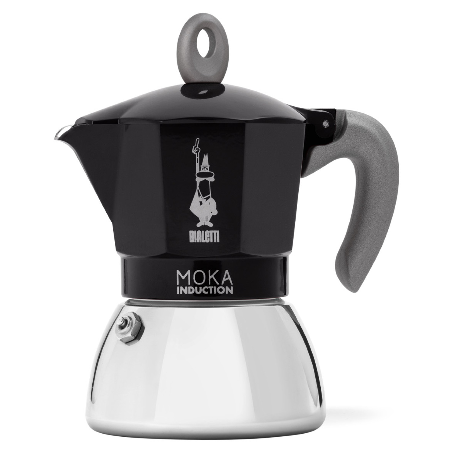BIALETTI New Moka Induction BLACK Espressokocher Schwarz/Silber Tassen 6 für
