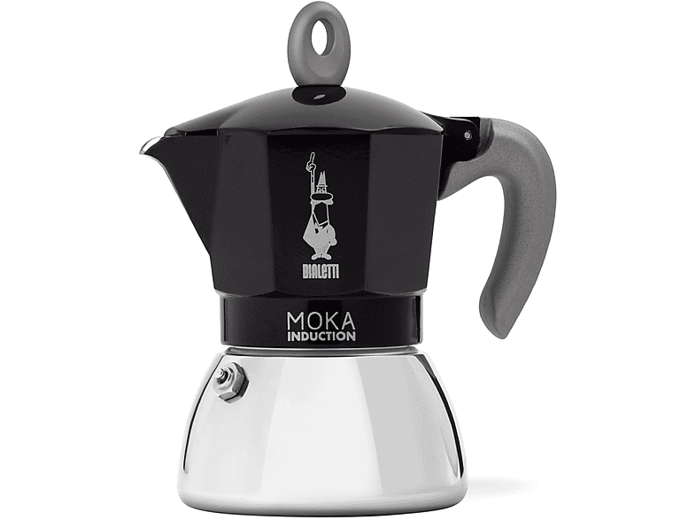 BIALETTI New Moka Induction BLACK Espressokocher Schwarz/Silber Tassen 6 für