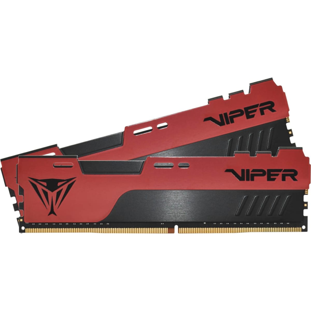 Due moduli RAM rossi e neri con la scritta 'VIPER'. Sfondo nero.