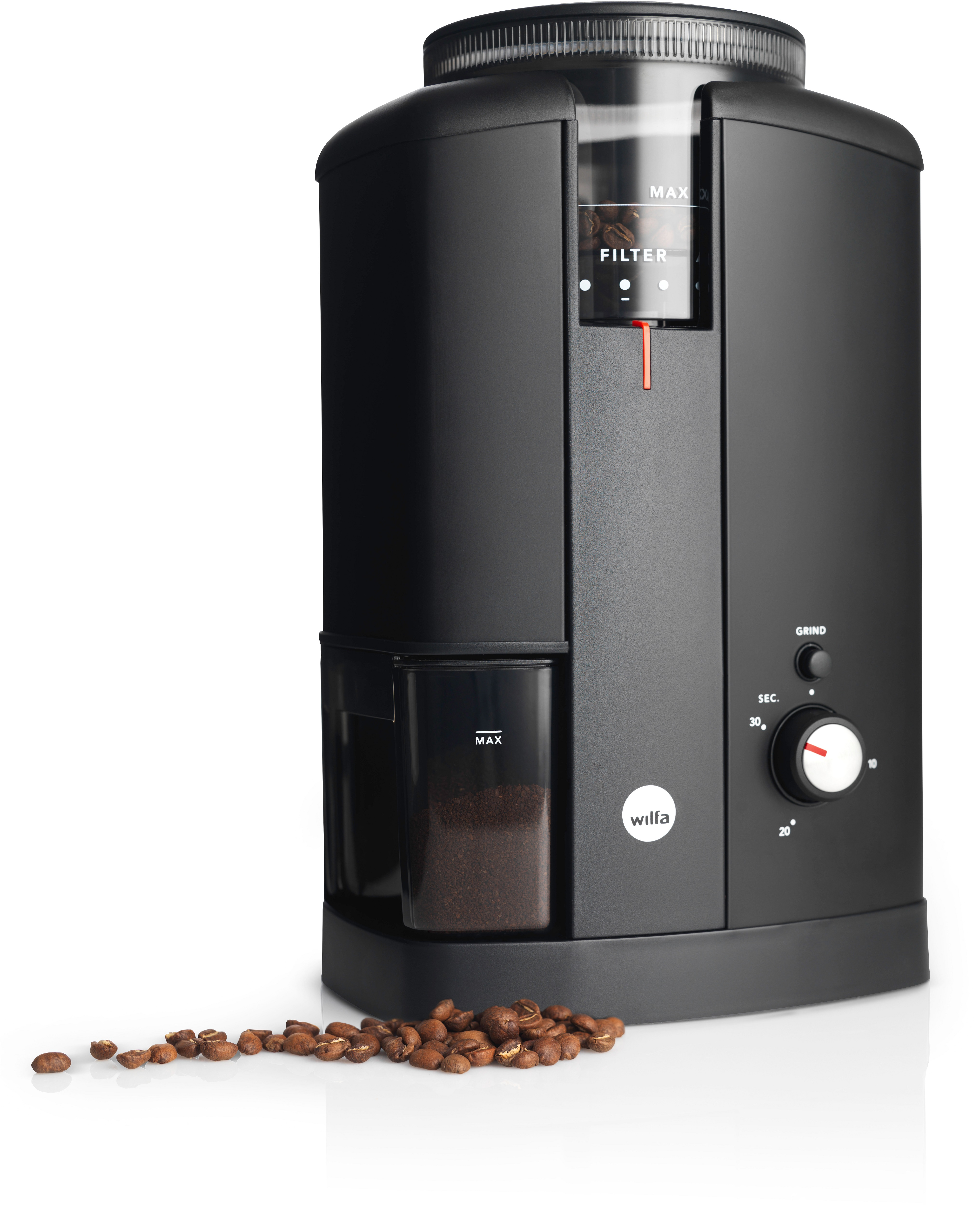WILFA Svart Aroma CGWS-130B Schwarz Kaffeemühle Mahlscheiben Watt, aromaschonende und in Konische (130 Messerqualität)