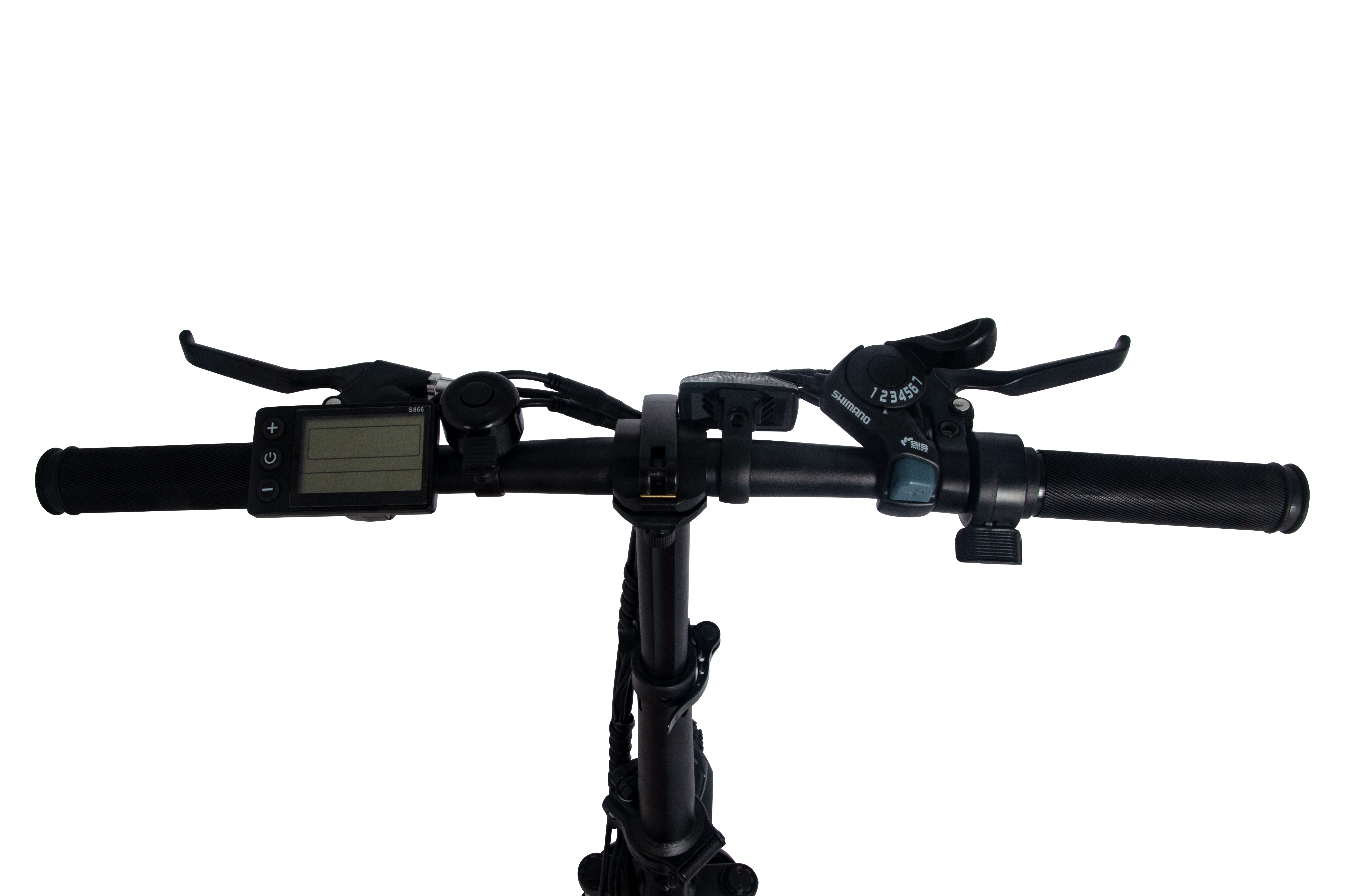 Lenker eines Rollers, zentriert, weißer Hintergrund.