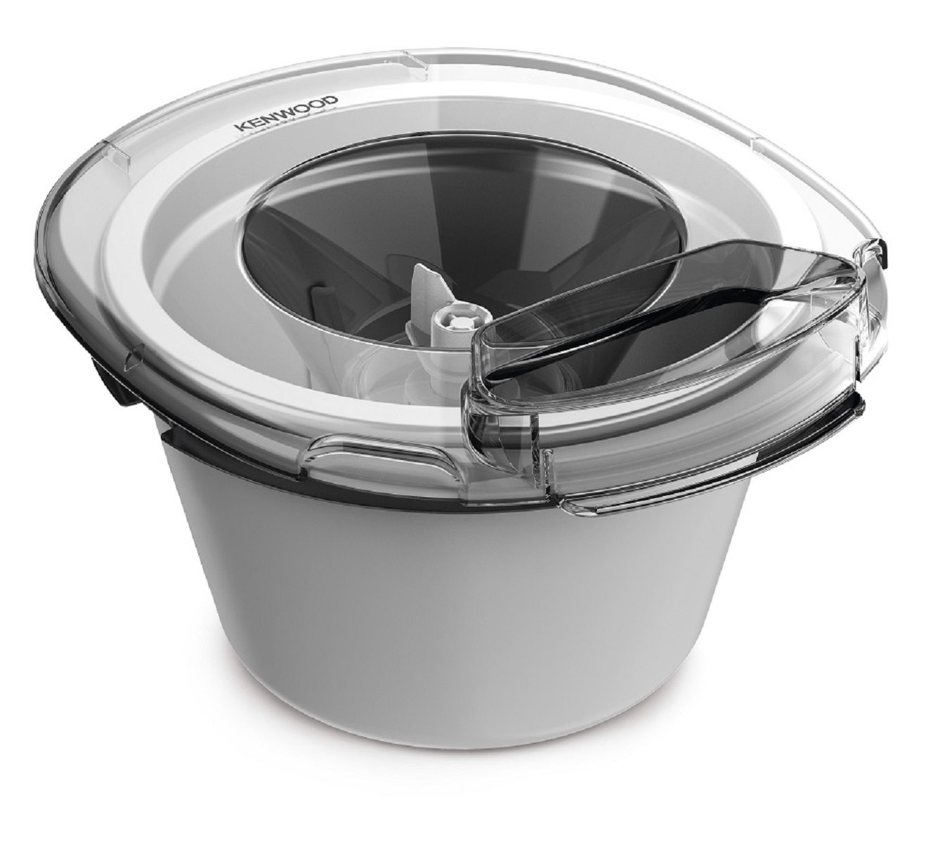 Weißer und transparenter Kenwood-Eismaschine.