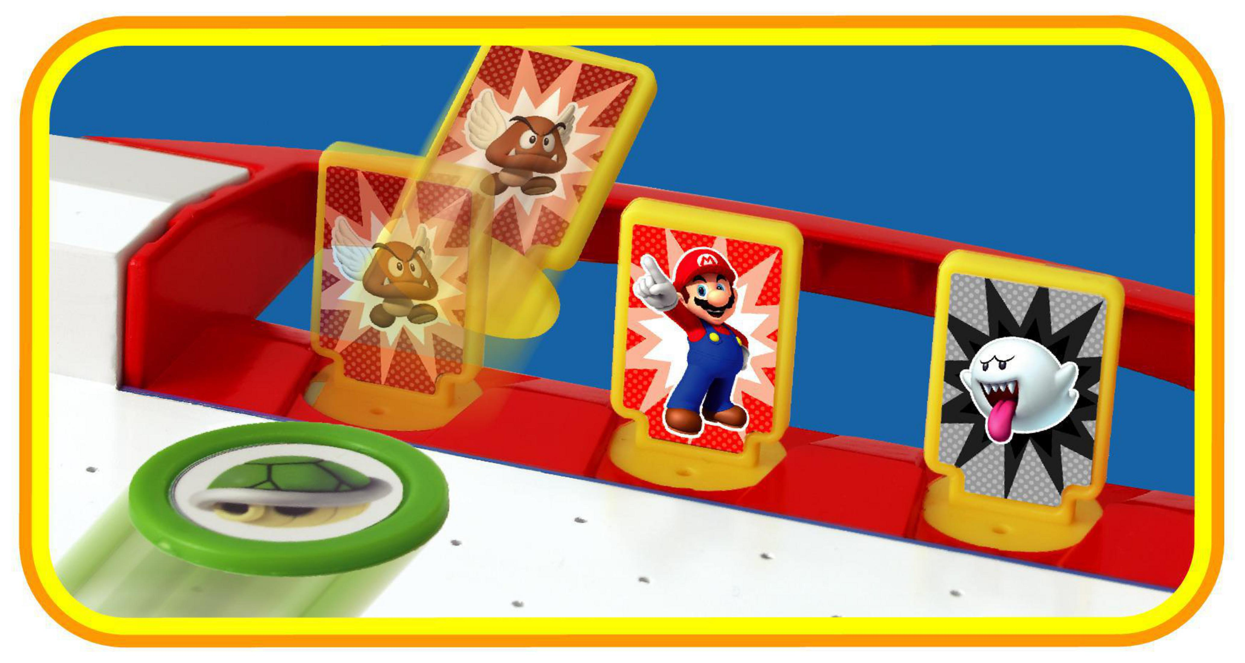 Mario game board with character cards and a green turtle shell.