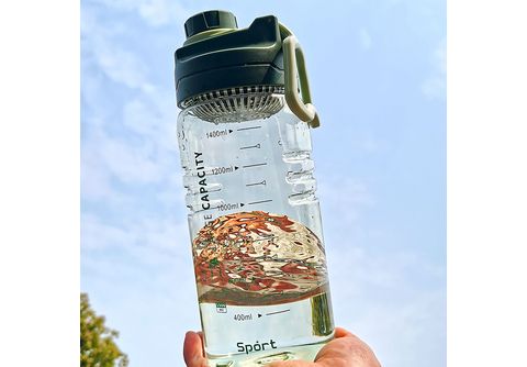 Sport-Trinkflasche, 1 Liter, Wasserflasche mit Strohhalm, ungiftig