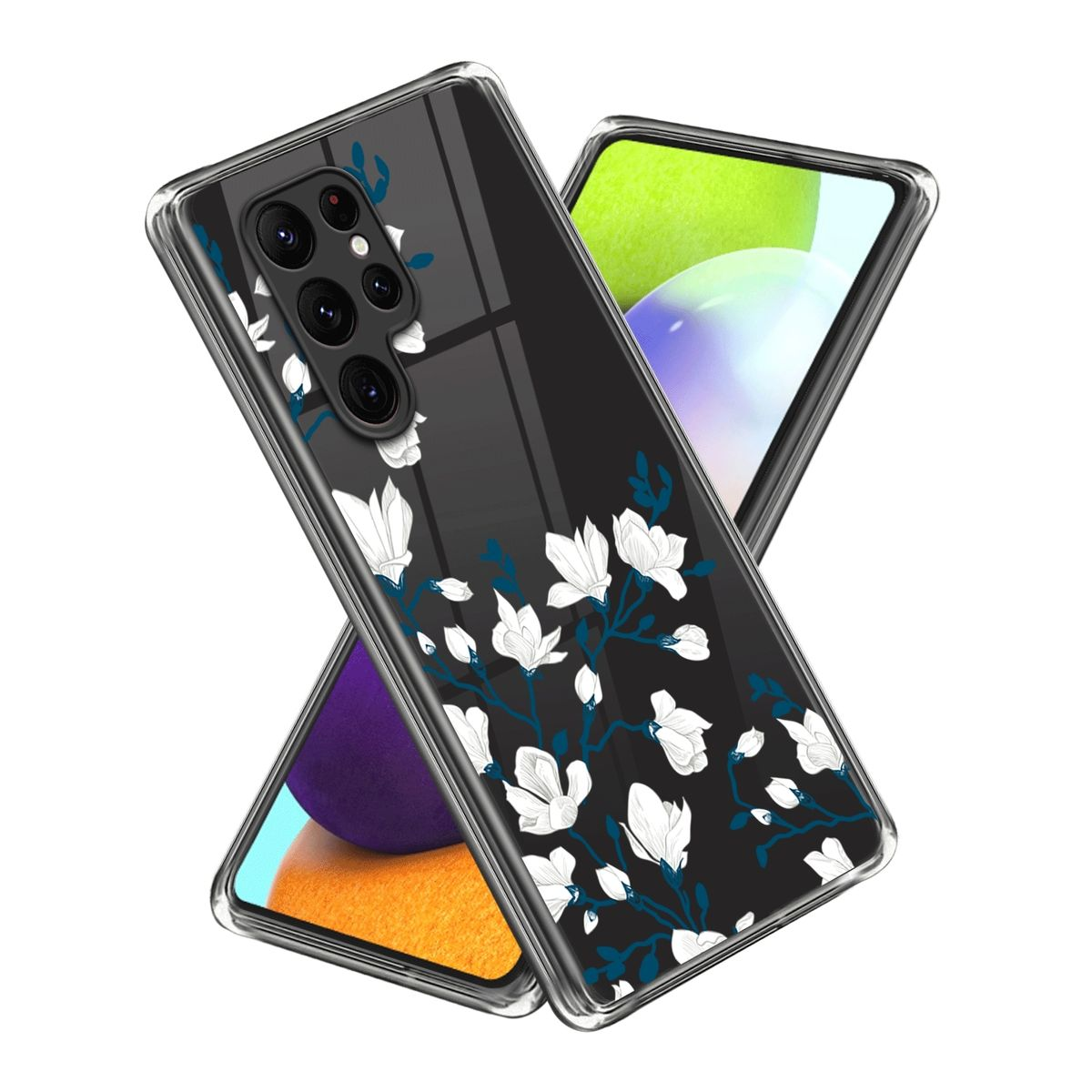 WIGENTO Design Muster Galaxy S23 Hülle Motiv Backcover, Aufdruck robust, Transparent 5G, TPU Samsung, Ultra & mit dünn