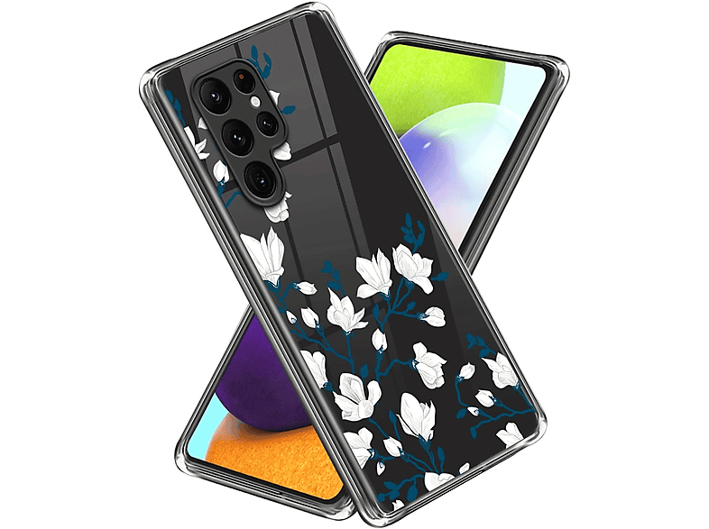 WIGENTO Design Muster Motiv TPU Hülle dünn & robust, Backcover, Samsung, Galaxy S23 Ultra 5G, Transparent mit Aufdruck