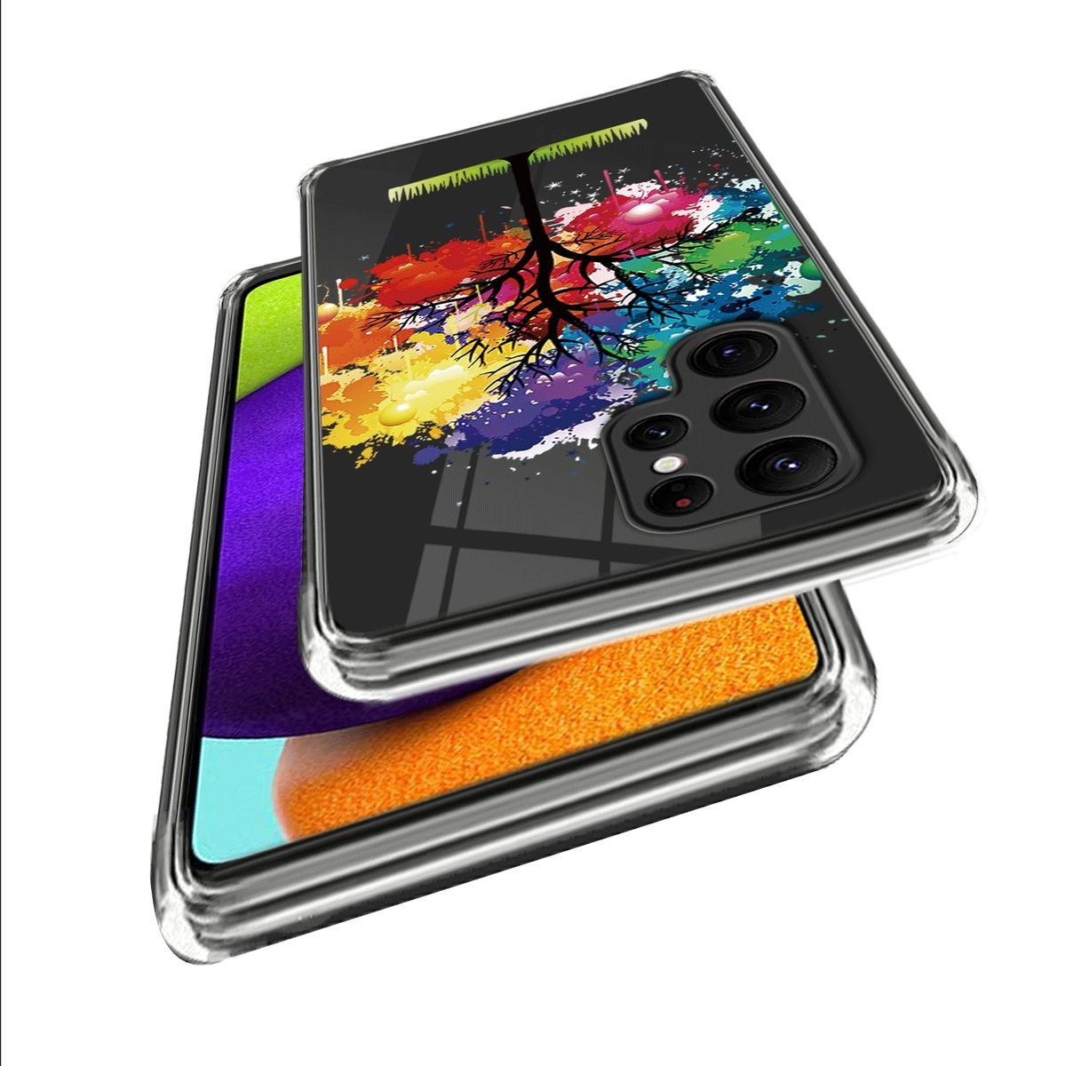 Motiv Muster Samsung, Ultra & WIGENTO Transparent Hülle 5G, Galaxy Design dünn TPU robust, Backcover, S23 Aufdruck mit