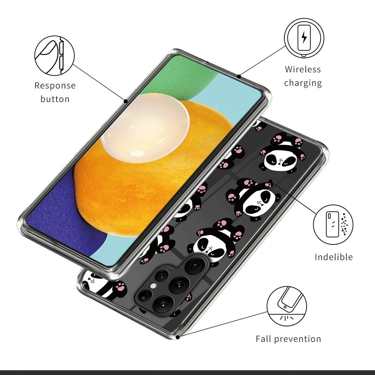 Transparent Muster Aufdruck Hülle Ultra WIGENTO 5G, dünn mit TPU Motiv S23 Samsung, Design robust, & Backcover, Galaxy