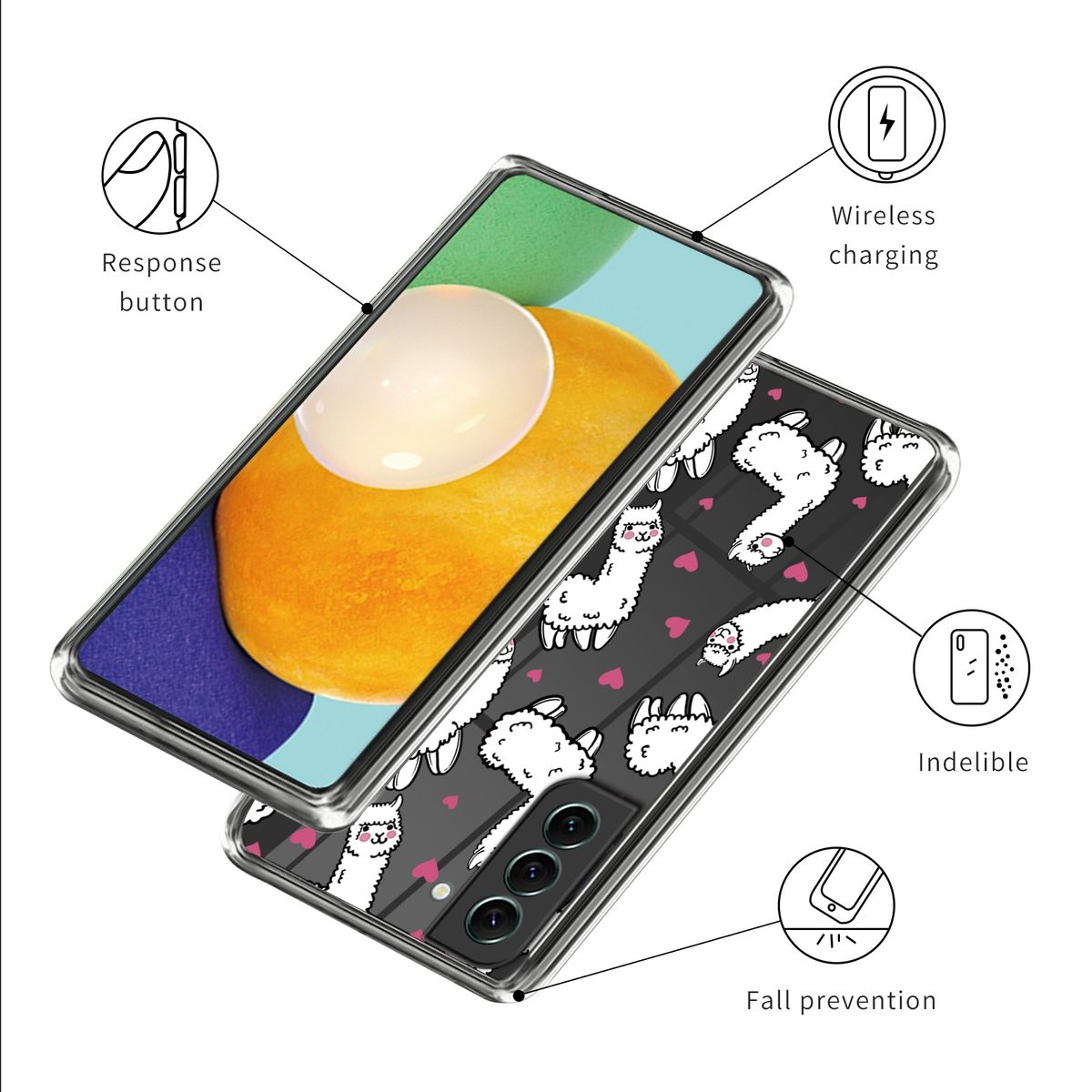 WIGENTO Transparent Aufdruck Plus Samsung, S23 Galaxy Hülle Backcover, dünn 5G, Motiv robust, mit TPU Muster Design &