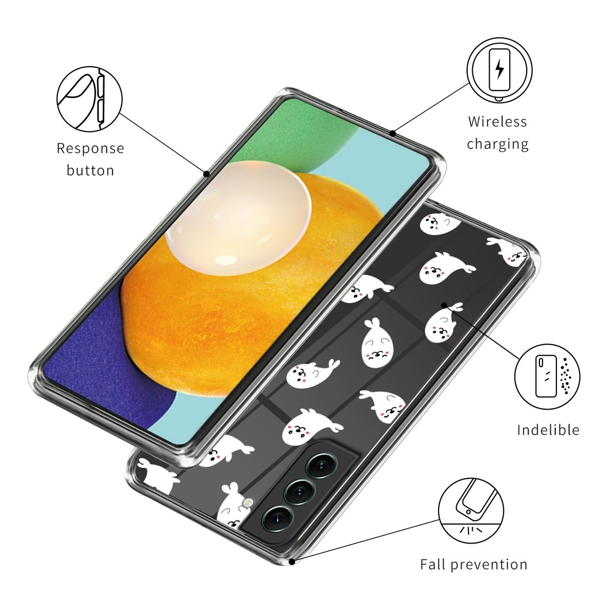 WIGENTO Design Muster Motiv TPU Aufdruck Backcover, 5G, mit Transparent S23 Galaxy robust, Hülle & dünn Samsung