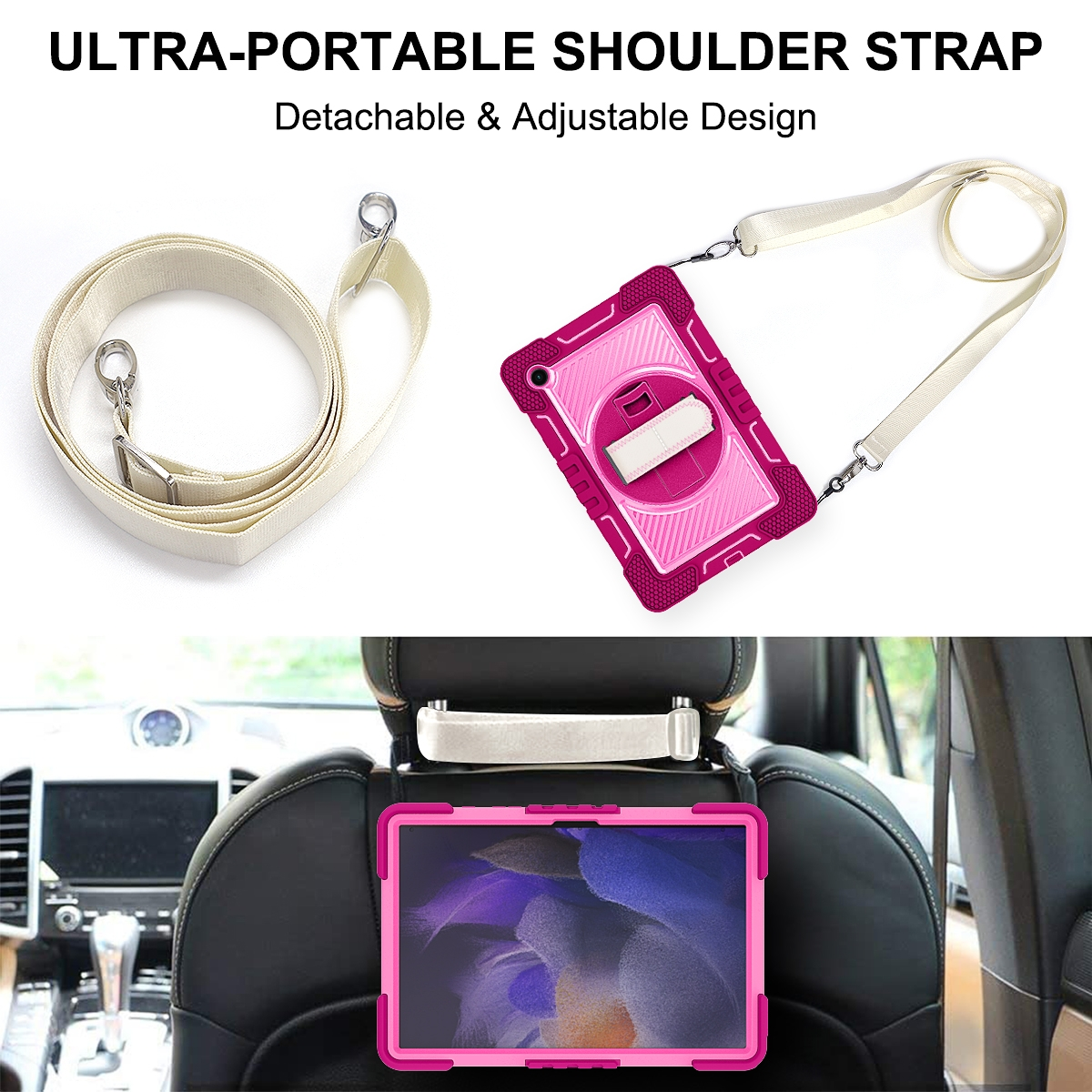 WIGENTO 360 Grad Outdoor Hybrid Backcover Aufstellbar mit Tablethülle Kunststoff Hülle Pink Rosa Silikon, / & / für Samsung Halteschlaufe