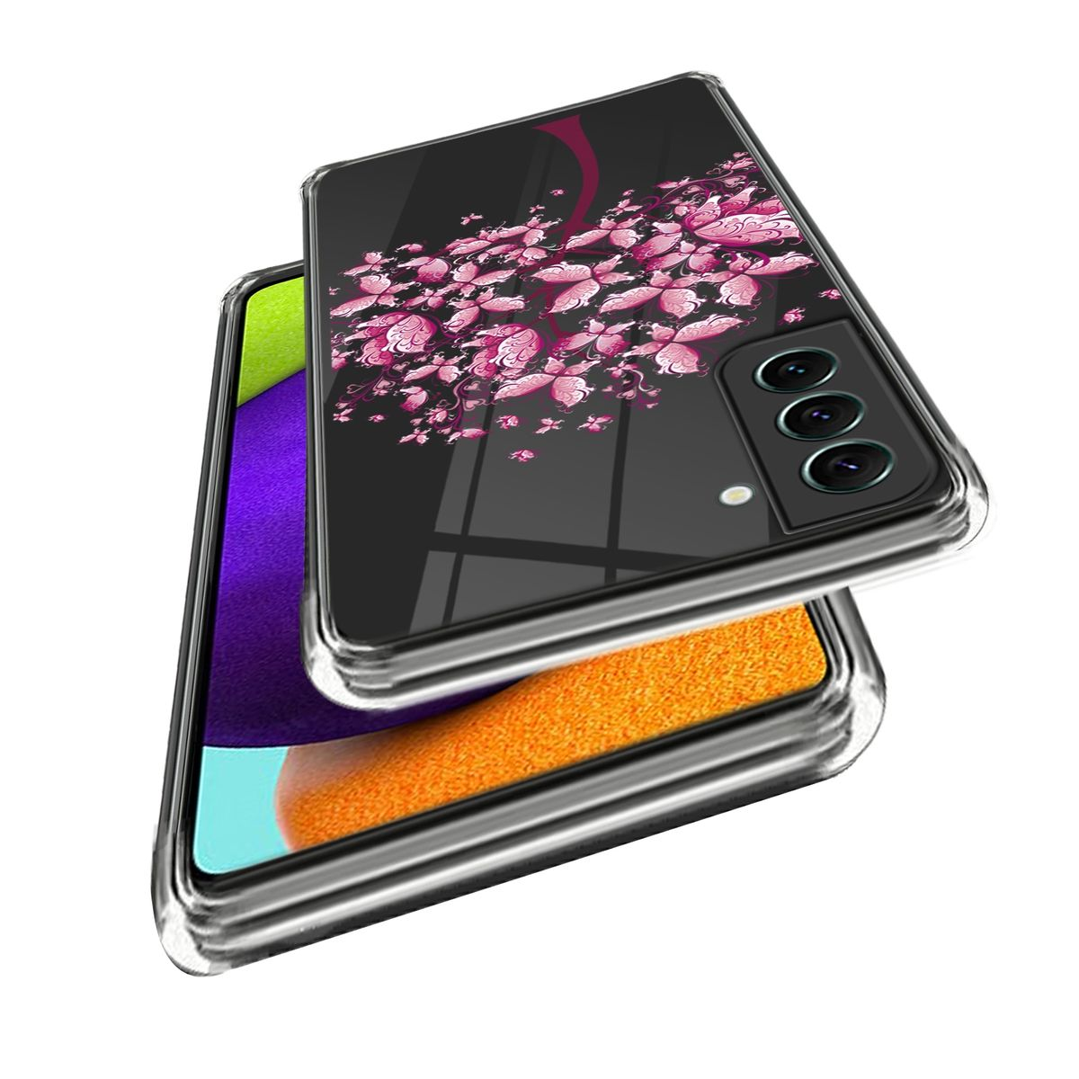 S23 TPU 5G, Plus WIGENTO & Transparent dünn Muster Galaxy Aufdruck mit Design Motiv Samsung, Hülle robust, Backcover,