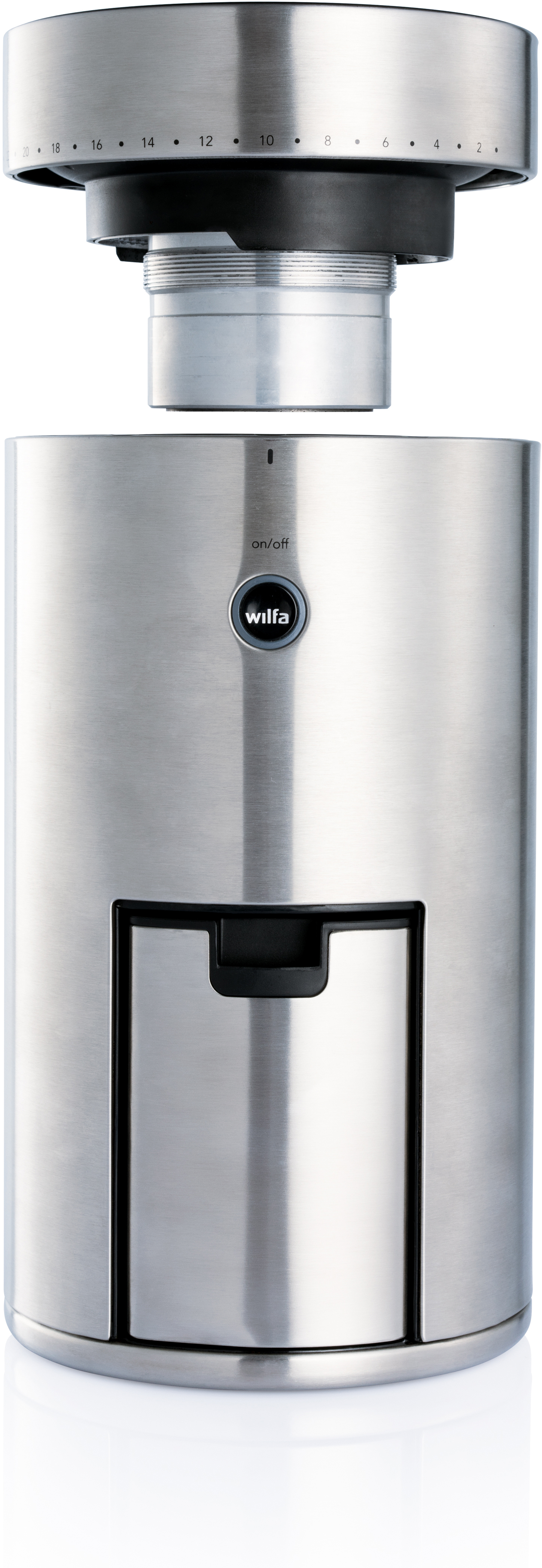 WILFA Svart Uniform WSFB-100S Kaffeemühle Silber Watt, mm Langlebiges 41 (80 Mahlgrads) Einstellungen großes des 58 aus Edelstahl, Scheibenmahlwerk