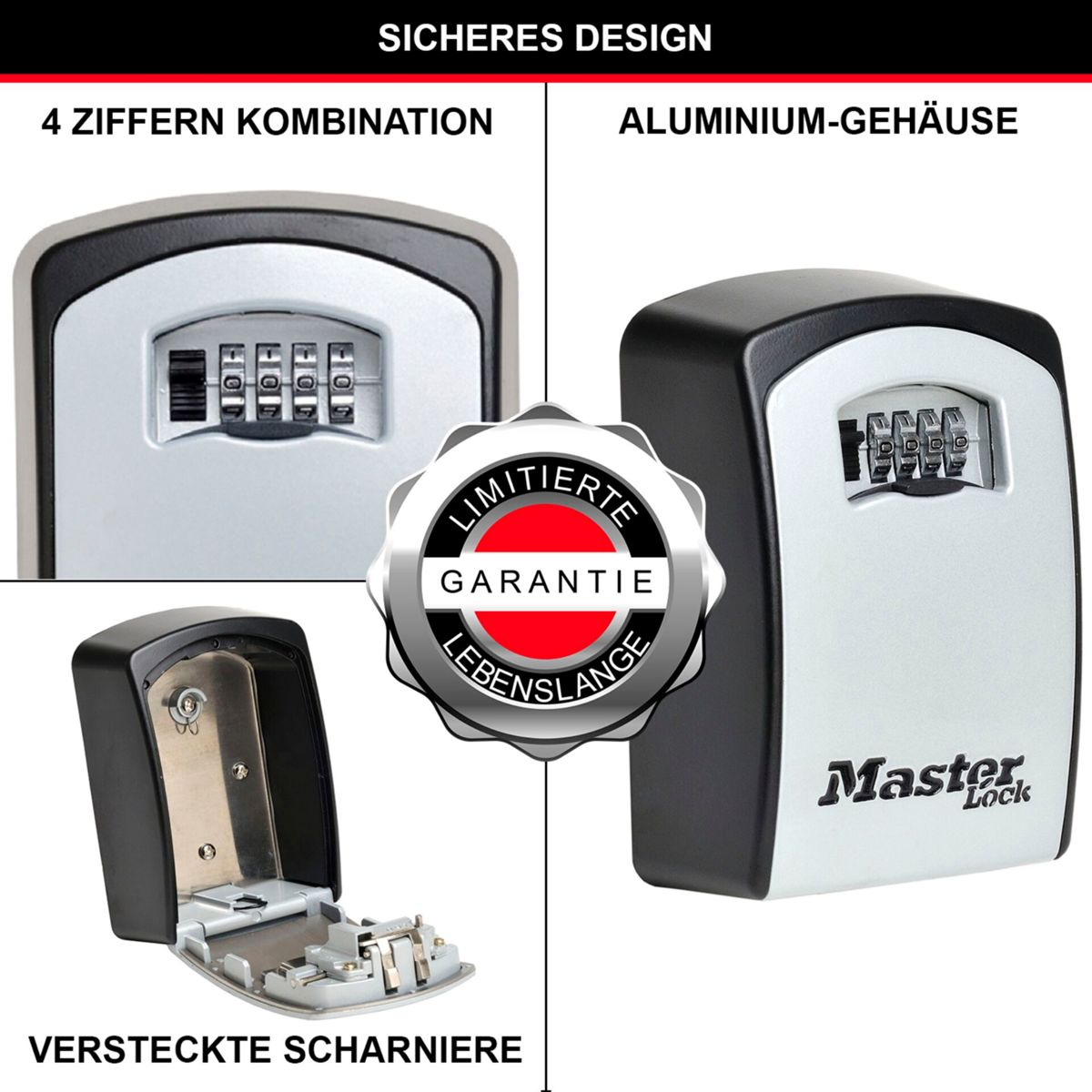 Safe Lock Montageset Grey Schlüsseltresor + Master MASTERLOCK