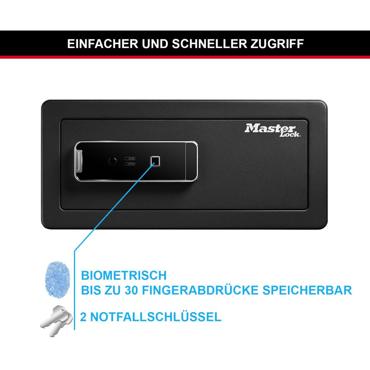 MASTERLOCK Master Lock Großer biometrischer Sicherheitssafe LX110BEURHRO Tresor schwarz