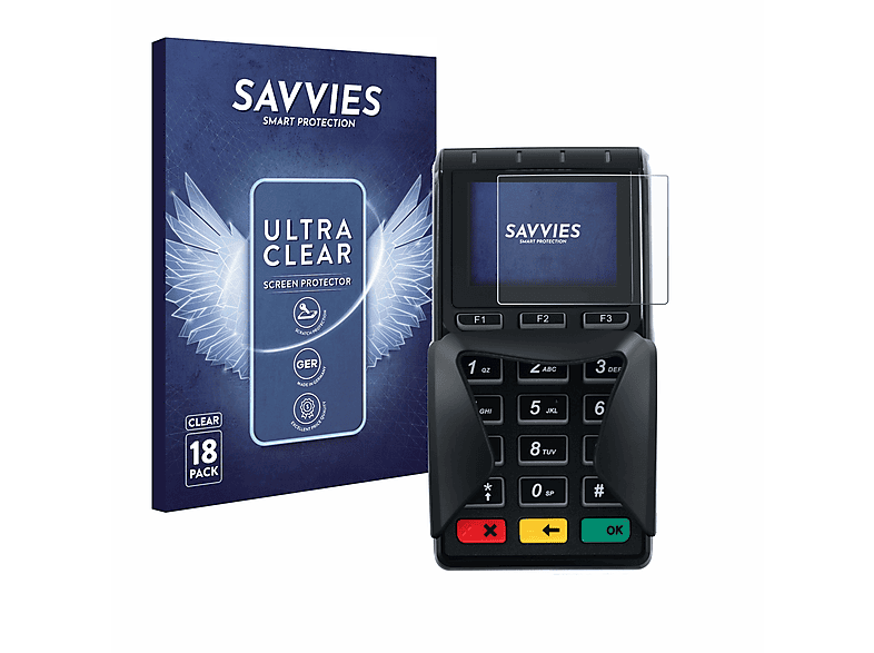 SAVVIES 18x klare Schutzfolie(für Castles Technology VEGA3000 UltraLite)