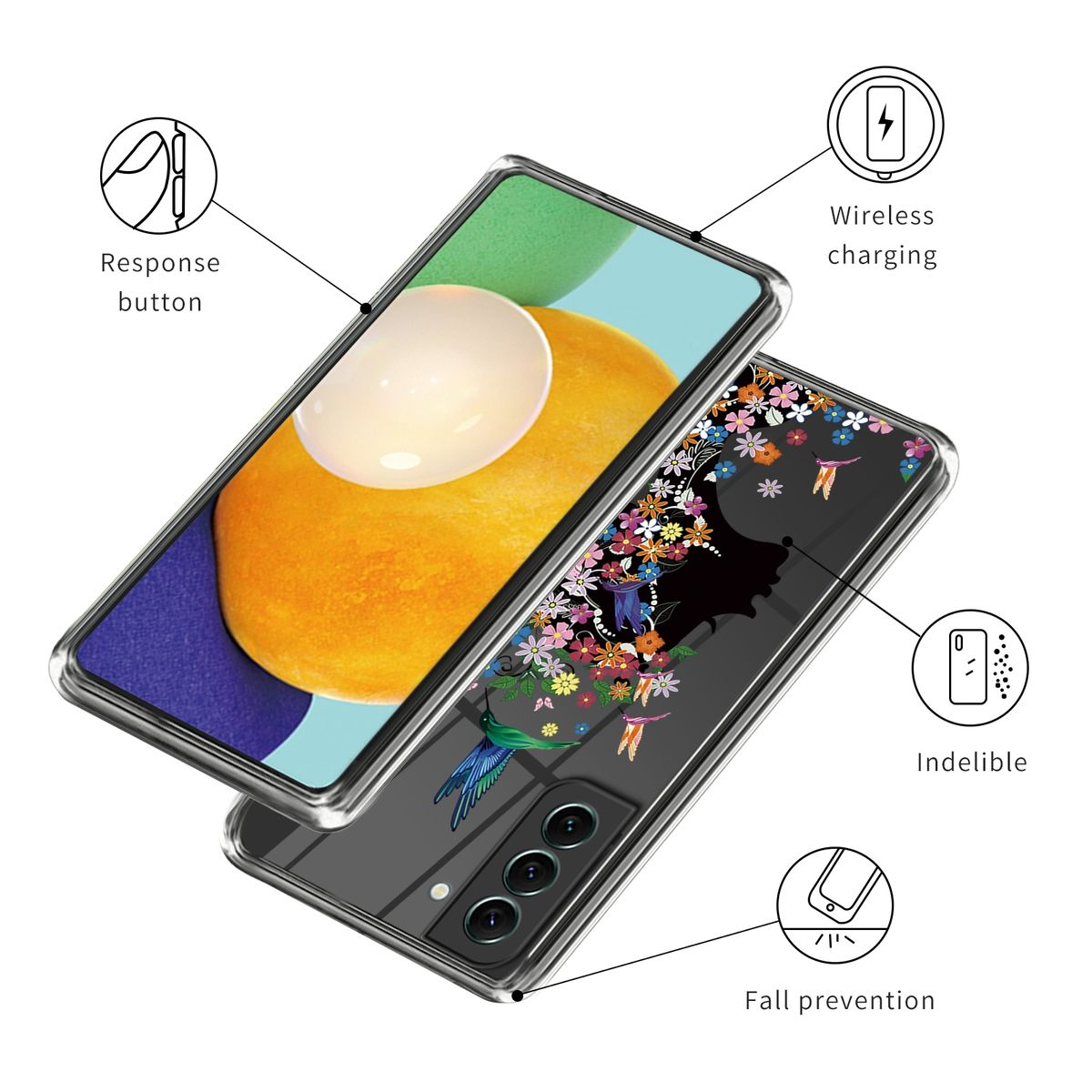Samsung, WIGENTO dünn Plus Hülle & Transparent robust, Muster Design S23 5G, mit Galaxy Aufdruck TPU Motiv Backcover,