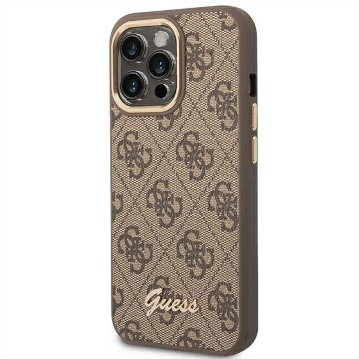 GUESS Guess Max, 14 Metal iPhone 14 für Apple, - Max Cover, (Braun), Multicolor 4G Pro Pro Outline Camera Tasche Full iPhone Case