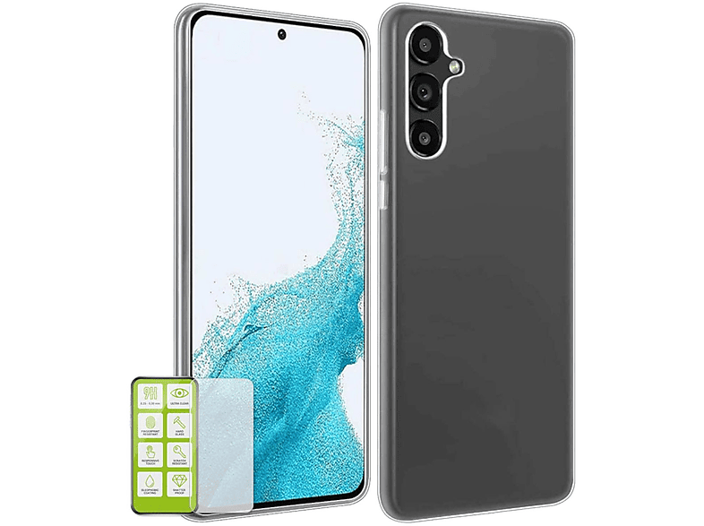 WIGENTO Produktset Silikon Hülle dünn + H9 Hartglas Panzer Folie, Backcover, Samsung, Galaxy A34 5G, Transparent | Backcover