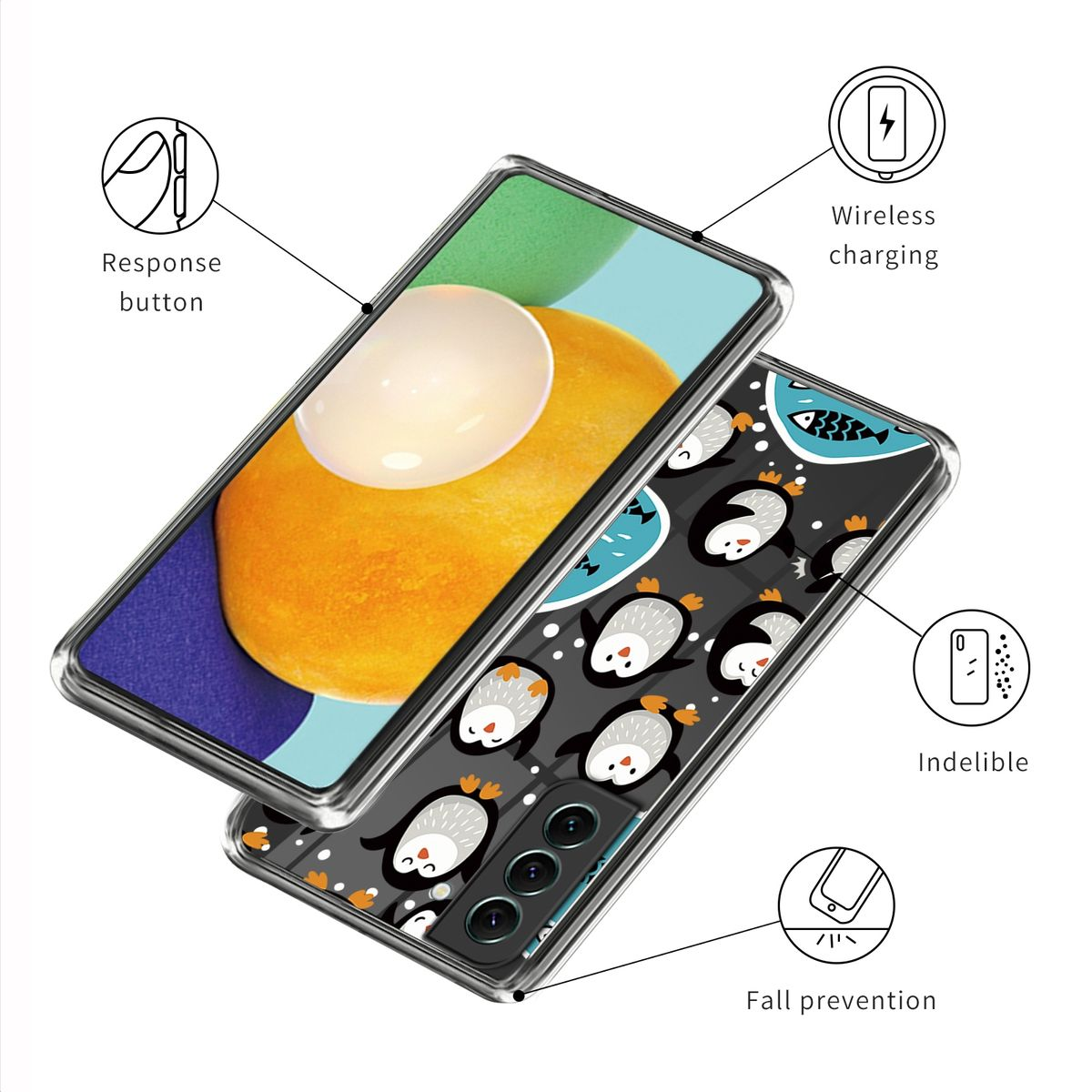 TPU Transparent Samsung, Aufdruck Muster Galaxy 5G, Design robust, & S23 Motiv Backcover, dünn WIGENTO mit Hülle