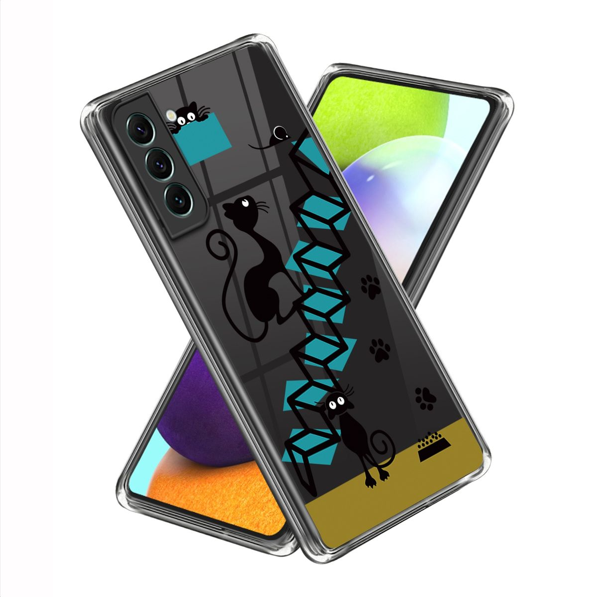 dünn WIGENTO Muster Samsung, & mit S23 Motiv robust, Aufdruck Backcover, Design Transparent Galaxy 5G, TPU Hülle