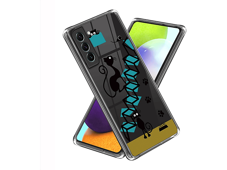 WIGENTO Design Muster Motiv TPU mit Galaxy robust, dünn Plus Transparent & Aufdruck Samsung, Hülle Backcover, 5G, S23