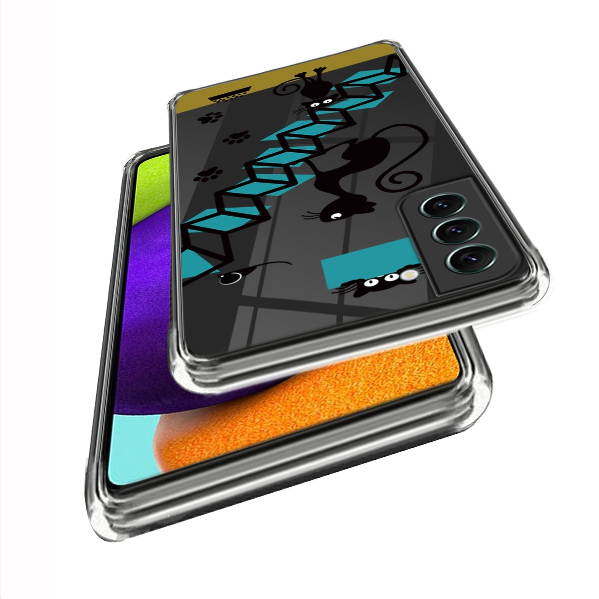 dünn WIGENTO Muster Samsung, & mit S23 Motiv robust, Aufdruck Backcover, Design Transparent Galaxy 5G, TPU Hülle