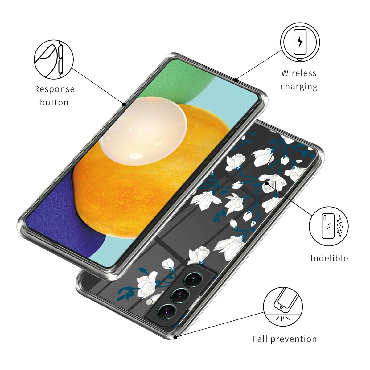 WIGENTO Design Muster & dünn robust, Samsung, Plus Transparent TPU Aufdruck Hülle Backcover, mit S23 5G, Motiv Galaxy
