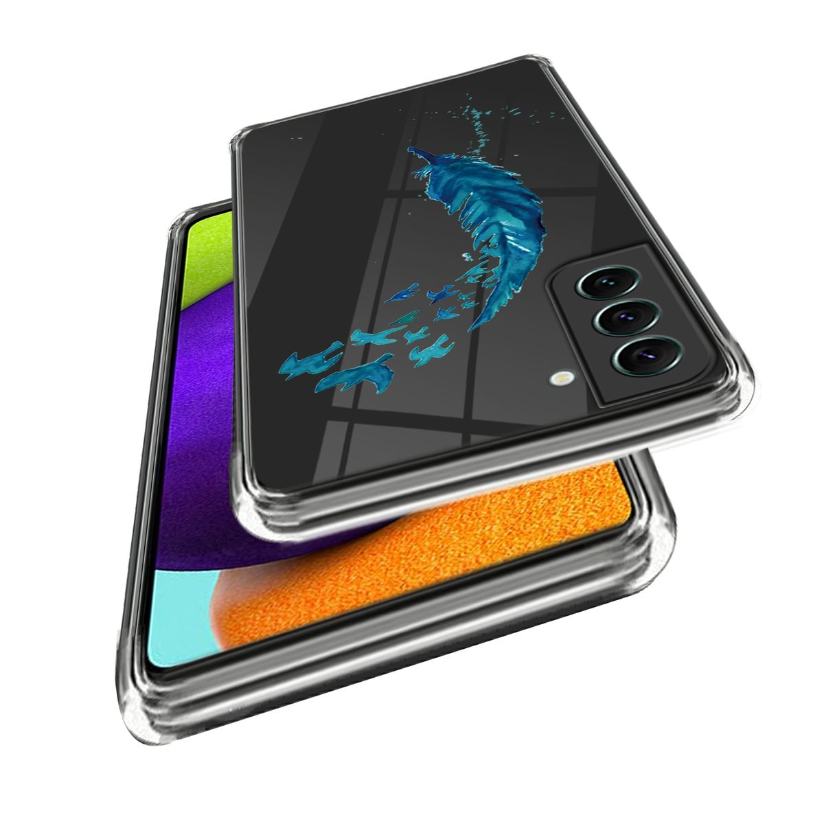 WIGENTO Design Muster Motiv TPU dünn Galaxy Transparent Hülle Samsung, 5G, Backcover, robust, S23 Aufdruck & mit