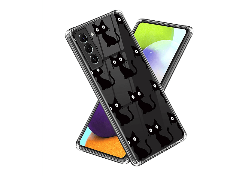 WIGENTO Design Muster Motiv Plus Galaxy dünn TPU Aufdruck & Backcover, Samsung, S23 robust, 5G, Transparent mit Hülle