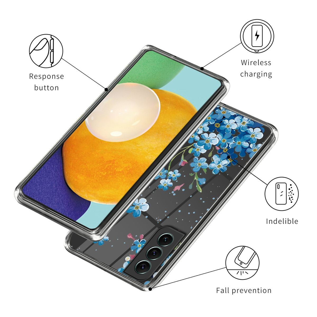 WIGENTO Design Muster Motiv Hülle Samsung, Aufdruck 5G, Transparent dünn TPU Backcover, & S23 robust, mit Galaxy