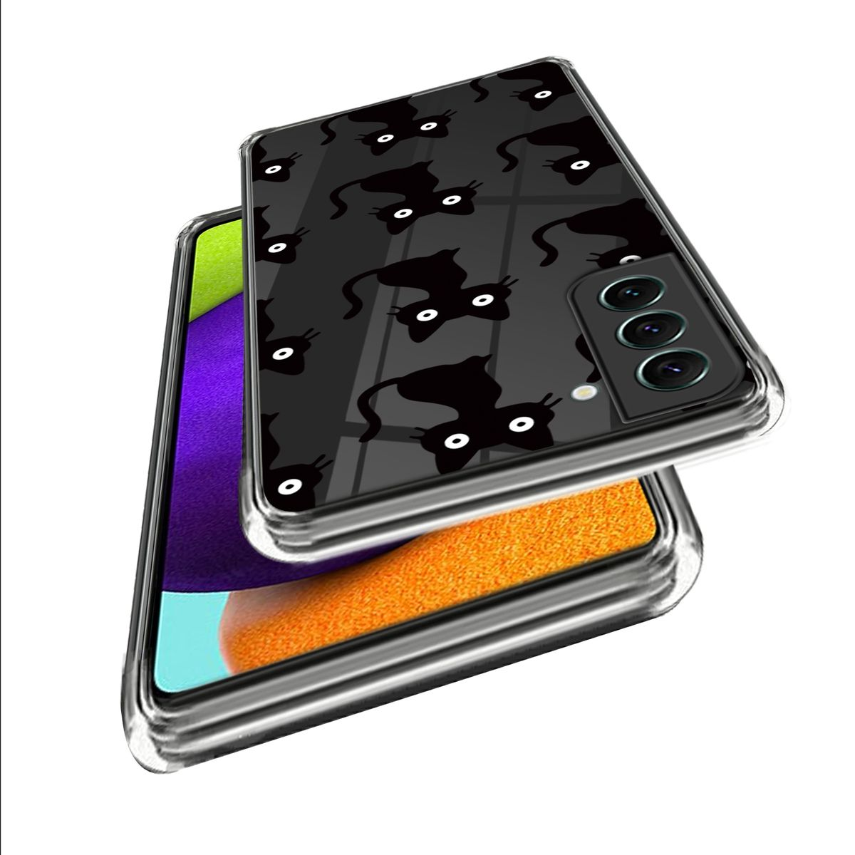WIGENTO Design Muster Motiv Plus Galaxy dünn TPU Aufdruck & Backcover, Samsung, S23 robust, 5G, Transparent mit Hülle