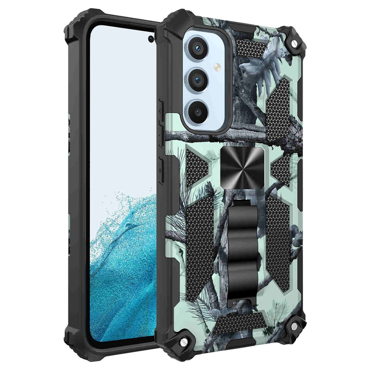WIGENTO Camouflage Shockproof Armor Türkis Backcover, A54 Samsung, Hülle, Design Military 5G, Galaxy