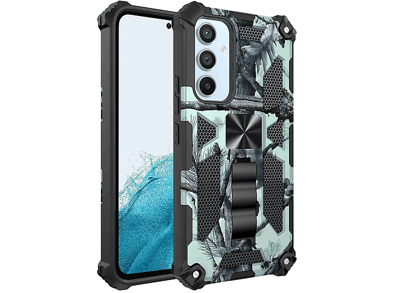 WIGENTO Camouflage Backcover, 5G, Hülle, Design Shockproof Samsung, A54 Armor Türkis Military Galaxy