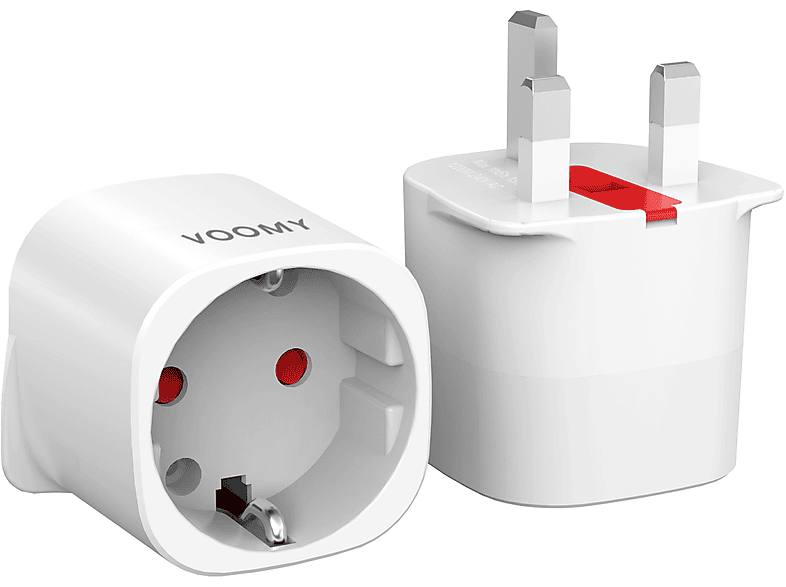 VOOMY UK, Typ G, Weiß 1 Reiseadapter Fach