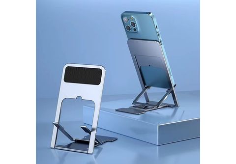 INF Faltbarer Handy-Ständer, Handy-Ständer für den Schreibtisch, tragbarer  Handyhalterung, Silber