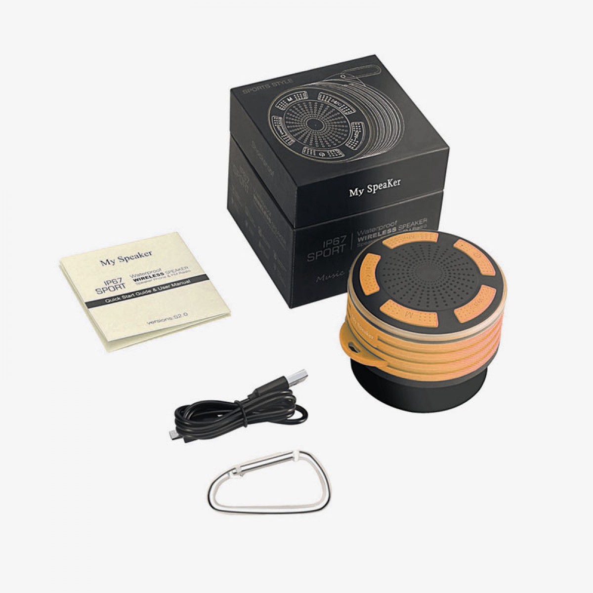 INF Fahrradlautsprecher Schwarz und Bluetooth Wasserdichte + Lautsprecher, Orange staubdichte Mini-Außenl