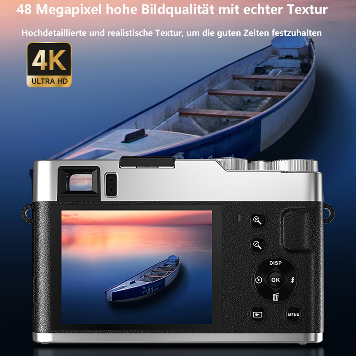 SYNTEK Fotografie Digitalkamera festhalten 48 Megapixel Verwacklungsschutz Zeiten Elektronischer Flüssigkristallbildschirm braun, Gute Digitalkamera
