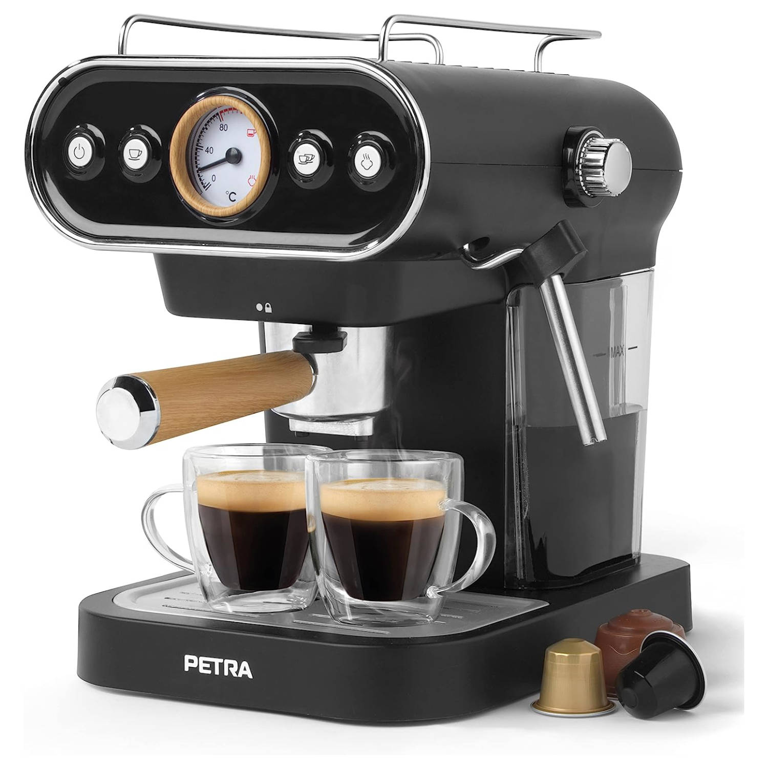 PETRA 19 3in1 Schwarz Druckpumpe Kapselmaschine Espressomaschine Kaffeemaschine bar