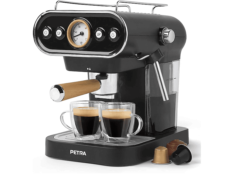 PETRA 3in1 Kaffeemaschine Kapselmaschine 19 bar Druckpumpe Espressomaschine Schwarz